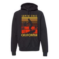 Santa Cruz Beach California Surfing Surfer Ocean Vintage Premium Hoodie