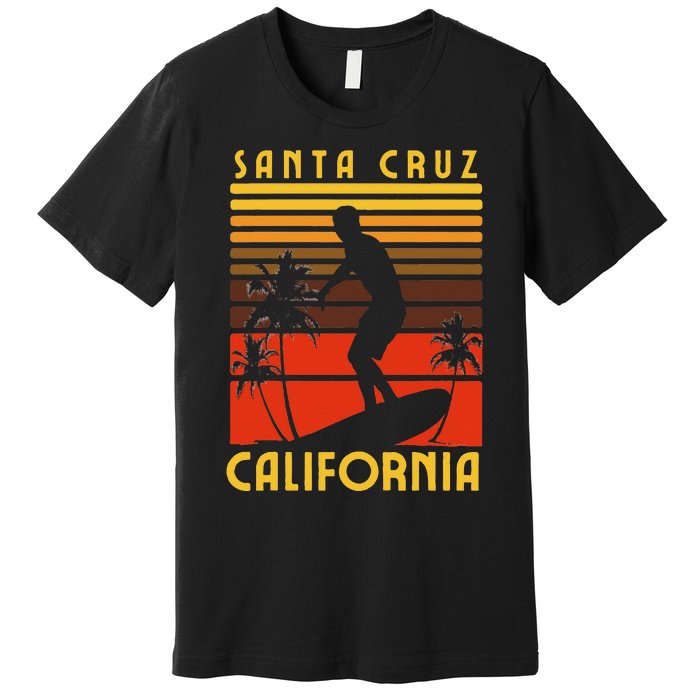 Santa Cruz Beach California Surfing Surfer Ocean Vintage Premium T-Shirt