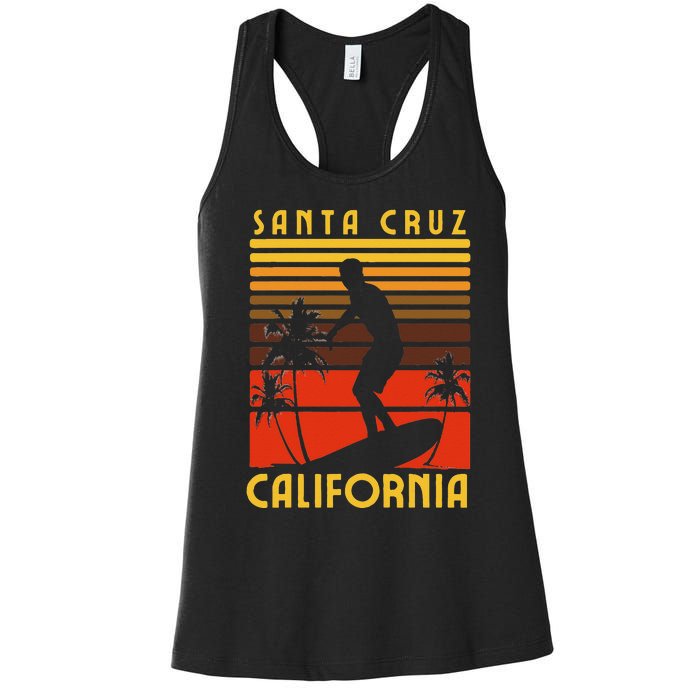 Santa Cruz Beach California Surfing Surfer Ocean Vintage Women's Racerback Tank