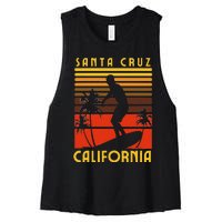 Santa Cruz Beach California Surfing Surfer Ocean Vintage Women's Racerback Cropped Tank