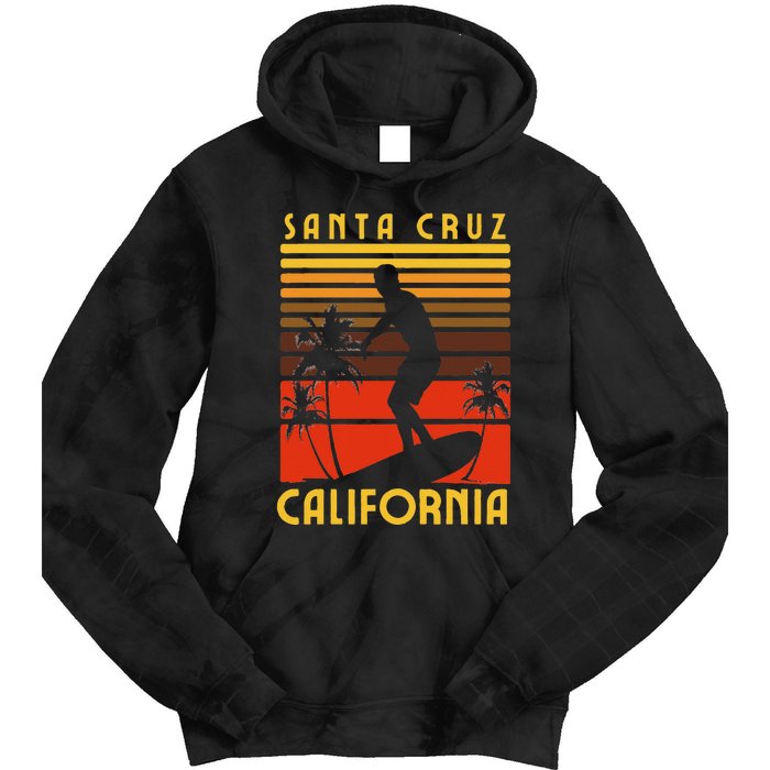 Santa Cruz Beach California Surfing Surfer Ocean Vintage Tie Dye Hoodie