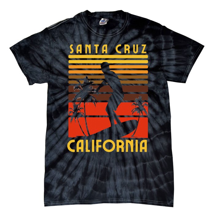 Santa Cruz Beach California Surfing Surfer Ocean Vintage Tie-Dye T-Shirt