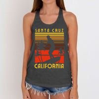 Santa Cruz Beach California Surfing Surfer Ocean Vintage Women's Knotted Racerback Tank