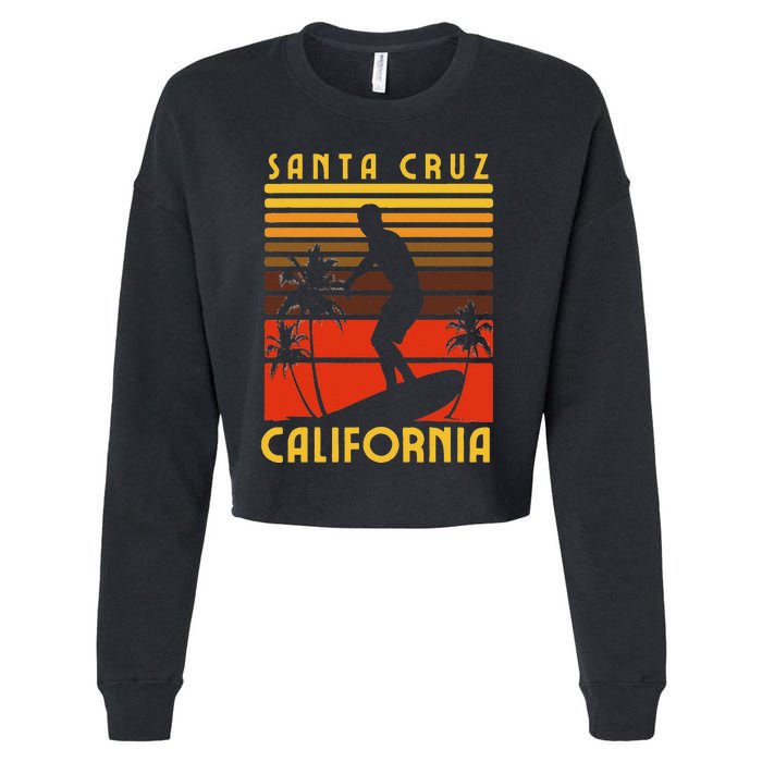 Santa Cruz Beach California Surfing Surfer Ocean Vintage Cropped Pullover Crew