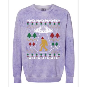 Santa Claus Bigfoot Ufo Sasquatch Ugly Christmas Sweater Gift Colorblast Crewneck Sweatshirt