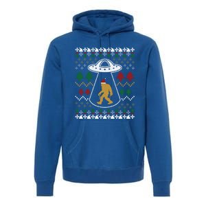 Santa Claus Bigfoot Ufo Sasquatch Ugly Christmas Sweater Gift Premium Hoodie