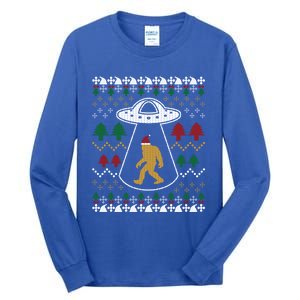 Santa Claus Bigfoot Ufo Sasquatch Ugly Christmas Sweater Gift Tall Long Sleeve T-Shirt