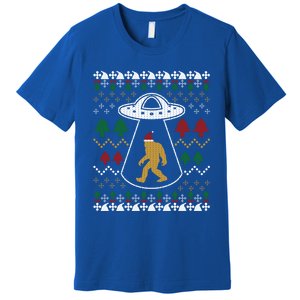 Santa Claus Bigfoot Ufo Sasquatch Ugly Christmas Sweater Gift Premium T-Shirt