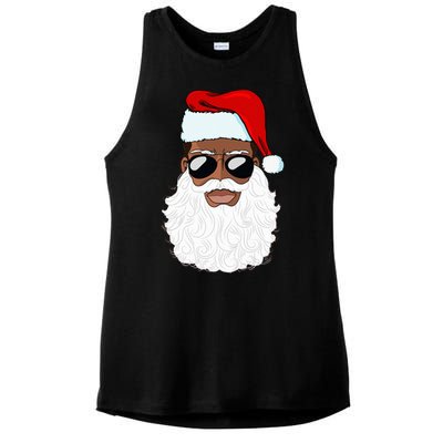 Santa Claus Black Xmas Santa Afro African American Proud Ladies PosiCharge Tri-Blend Wicking Tank