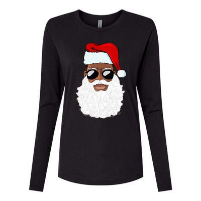 Santa Claus Black Xmas Santa Afro African American Proud Womens Cotton Relaxed Long Sleeve T-Shirt