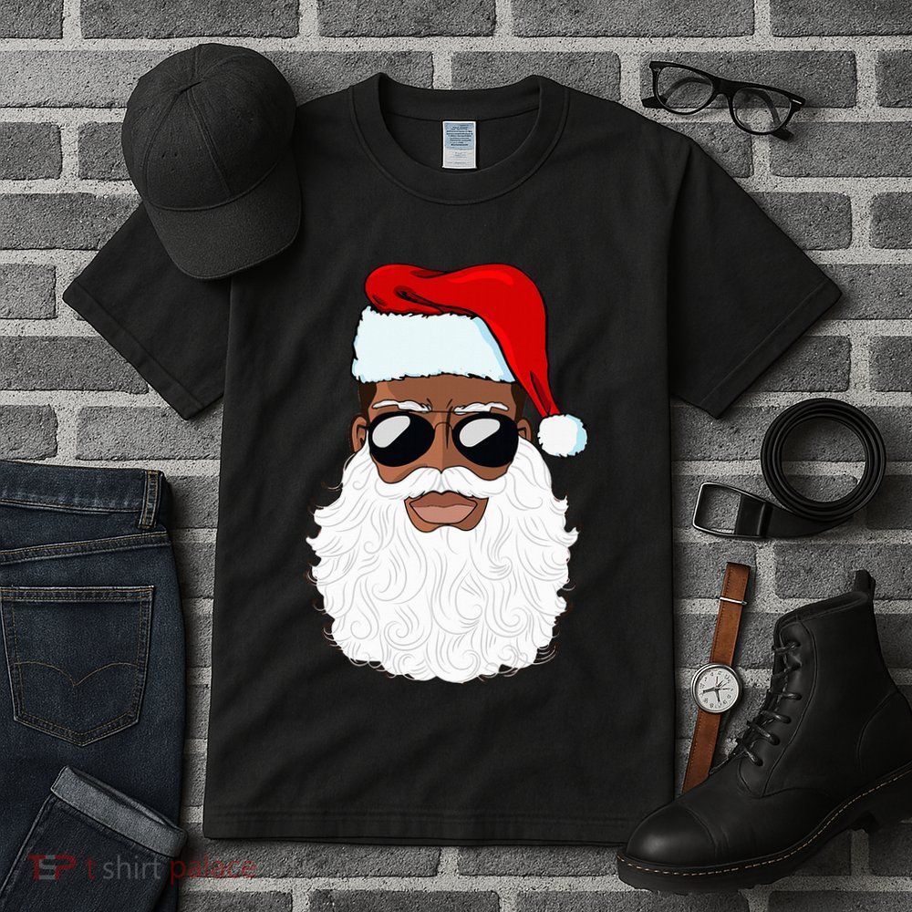 Santa Claus Black Xmas Santa Afro African American Proud Tall T-Shirt