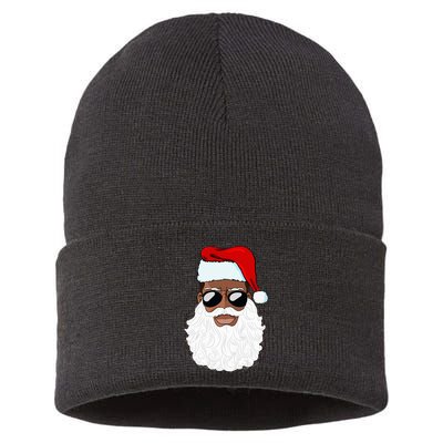 Santa Claus Black Xmas Santa Afro African American Proud Sustainable Knit Beanie