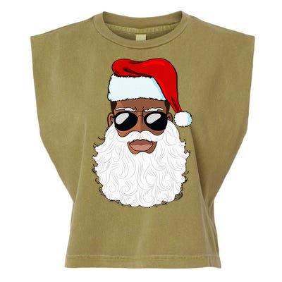 Santa Claus Black Xmas Santa Afro African American Proud Garment-Dyed Women's Muscle Tee