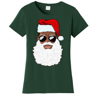 Santa Claus Black Xmas Santa Afro African American Proud Women's T-Shirt