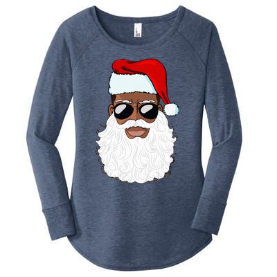 Santa Claus Black Xmas Santa Afro African American Proud Women's Perfect Tri Tunic Long Sleeve Shirt