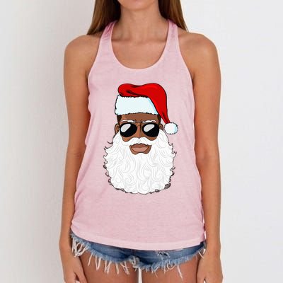 Santa Claus Black Xmas Santa Afro African American Proud Women's Knotted Racerback Tank