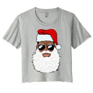 Santa Claus Black Xmas Santa Afro African American Proud Women's Crop Top Tee