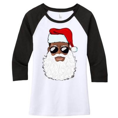 Santa Claus Black Xmas Santa Afro African American Proud Women's Tri-Blend 3/4-Sleeve Raglan Shirt