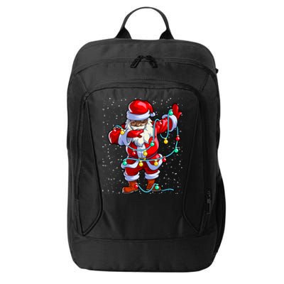 Santa Claus Black Christmas Afro African American Xmas Gift City Backpack