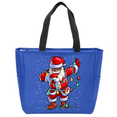 Santa Claus Black Christmas Afro African American Xmas Gift Zip Tote Bag