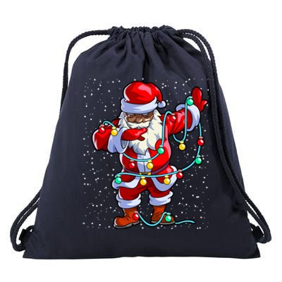 Santa Claus Black Christmas Afro African American Xmas Gift Drawstring Bag