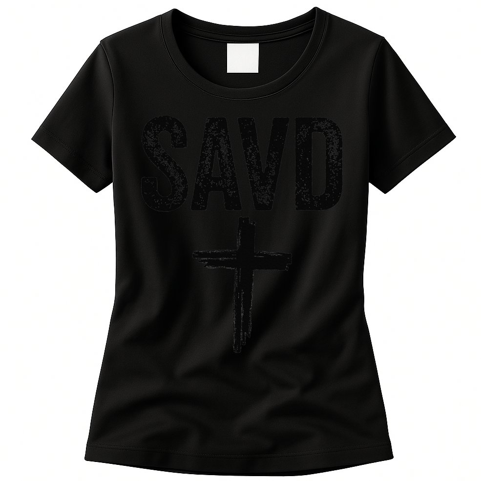 Saved Cross Bible Christian Believe Faith Jesus Savd Womens T-Shirt