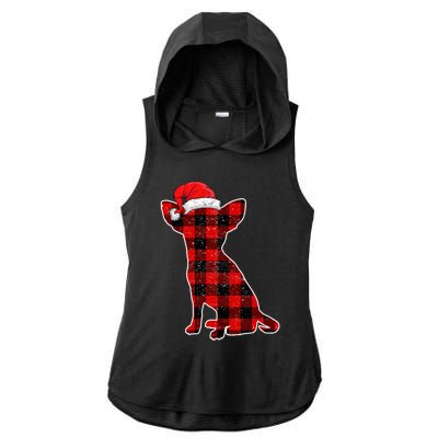 Santa Chihuahua Buffalo Plaid Cute Gift Merry Christmas Dog Gift Ladies PosiCharge Tri-Blend Wicking Draft Hoodie Tank