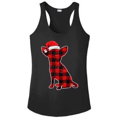 Santa Chihuahua Buffalo Plaid Cute Gift Merry Christmas Dog Gift Ladies PosiCharge Competitor Racerback Tank