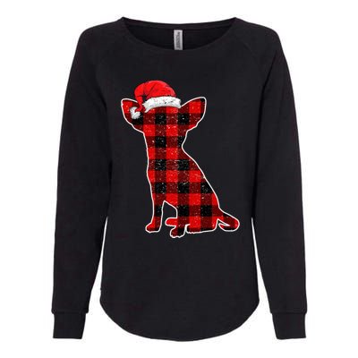 Santa Chihuahua Buffalo Plaid Cute Gift Merry Christmas Dog Gift Womens California Wash Sweatshirt