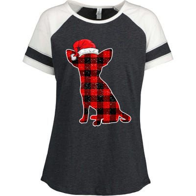 Santa Chihuahua Buffalo Plaid Cute Gift Merry Christmas Dog Gift Enza Ladies Jersey Colorblock Tee