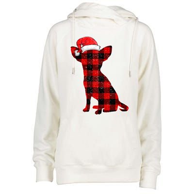 Santa Chihuahua Buffalo Plaid Cute Gift Merry Christmas Dog Gift Womens Funnel Neck Pullover Hood