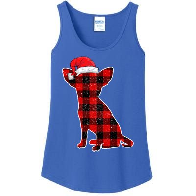 Santa Chihuahua Buffalo Plaid Cute Gift Merry Christmas Dog Gift Ladies Essential Tank