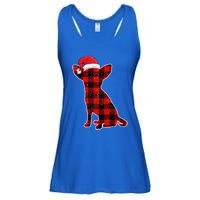 Santa Chihuahua Buffalo Plaid Cute Gift Merry Christmas Dog Gift Ladies Essential Flowy Tank