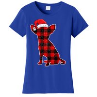 Santa Chihuahua Buffalo Plaid Cute Gift Merry Christmas Dog Gift Women's T-Shirt