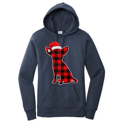 Santa Chihuahua Buffalo Plaid Cute Gift Merry Christmas Dog Gift Women's Pullover Hoodie