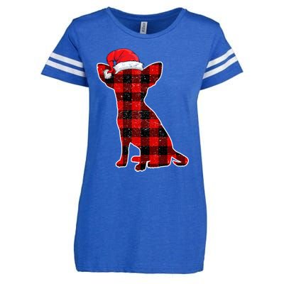 Santa Chihuahua Buffalo Plaid Cute Gift Merry Christmas Dog Gift Enza Ladies Jersey Football T-Shirt