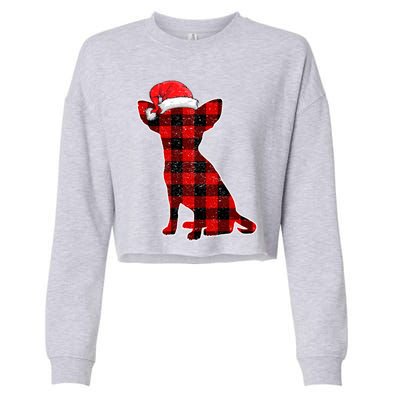 Santa Chihuahua Buffalo Plaid Cute Gift Merry Christmas Dog Gift Cropped Pullover Crew