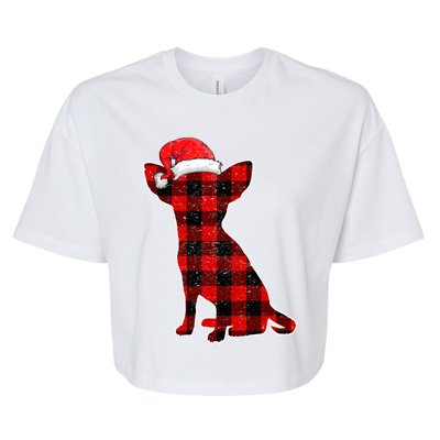 Santa Chihuahua Buffalo Plaid Cute Gift Merry Christmas Dog Gift Bella+Canvas Jersey Crop Tee