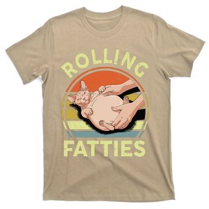 Sphynx Cat Breed Rolling Fatties Funny Mom Dad Kitten Retro T-Shirt