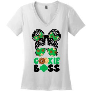 Scout Cookie Boss Kidlife Messy Bun Sunglasses Women's V-Neck T-Shirt