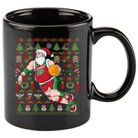 Santa Claus Basketball Ugly Christmas 11oz C Handle Ceramic Mug