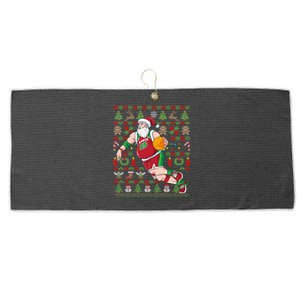 Santa Claus Basketball Ugly Christmas Large Microfiber Waffle Golf Towel