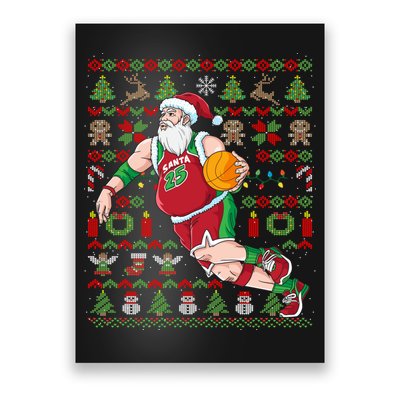 Santa Claus Basketball Ugly Christmas Poster