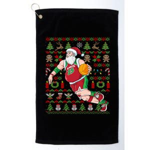 Santa Claus Basketball Ugly Christmas Platinum Collection Golf Towel