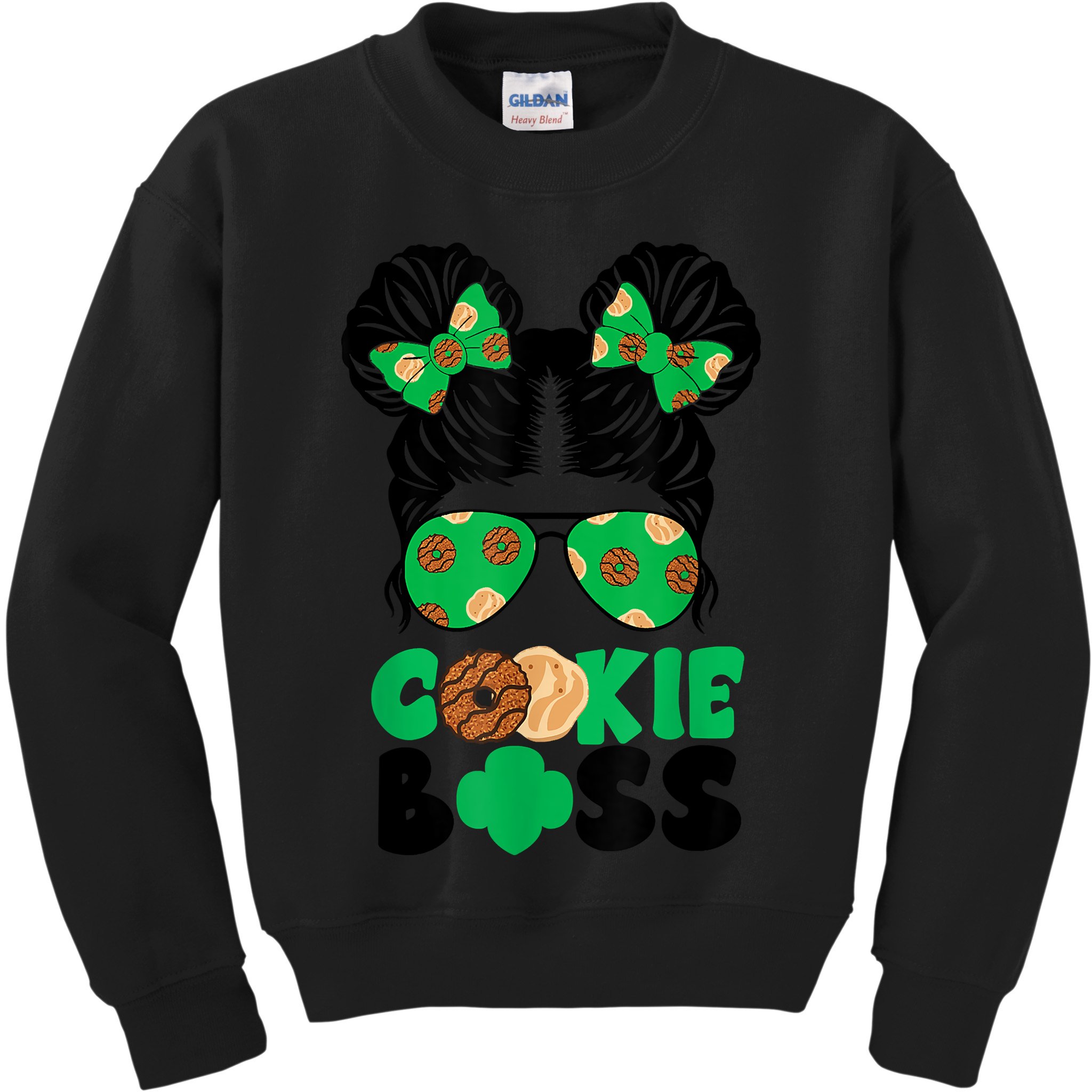 Scout Cookie Boss Kidlife Messy Bun Sunglasses Kids Sweatshirt