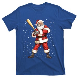 Santa Claus Baseball Player Baseball Bat Christmas Snow Gift T-Shirt