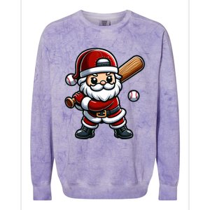 Santa Claus Baseball Player Baseball Christmas Gift Colorblast Crewneck Sweatshirt