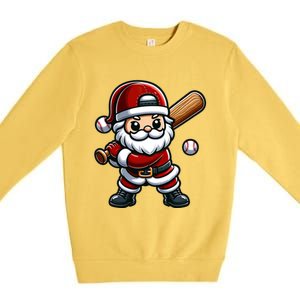 Santa Claus Baseball Player Baseball Christmas Gift Premium Crewneck Sweatshirt