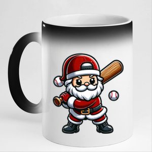 Santa Claus Baseball Player Baseball Christmas Gift 11oz Black Color Changing Mug