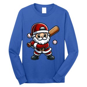 Santa Claus Baseball Player Baseball Christmas Gift Long Sleeve Shirt